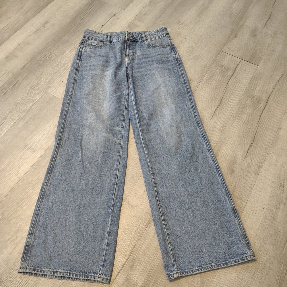 PacSun Womens Wide Leg High Waisted Light Wash Blue Denim Jeans 32x31 Baggy